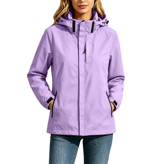 Enjoytime Raincoat for Women Waterproof Lightweight Windbreaker with Hood Loose Outdoor Cycling Bike Windproof Rain Jacket with Pockets
