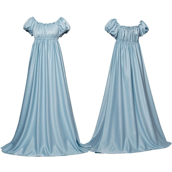 Enjoytime Renaissance Dress Women Solid Color Round Neck Short Sleeve Maxi Dresses Halloween Costumes Plus Size Dresses