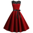 thumbnail image 1 of Summer Savings Clearance! Enjoytime Round Neck Solid Color Dresses for Women 2024 Retro Sleeveless Lace Ruffle Hem Dresses with Belt formal Evening Gown Party Prom Dress Outfits, 1 of 5