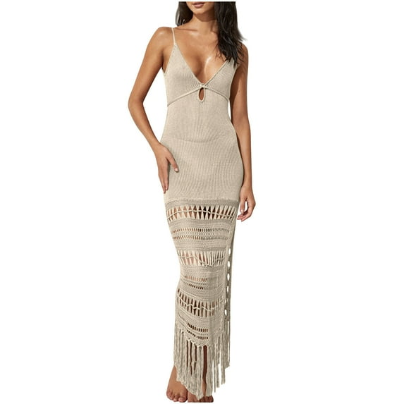 Enjoytime Sexy Summer Dresses For Women 2024 Women's Summer Solid Color Sleeveless V-Neck Dress Prom Cocktail Dresses For Women