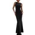 thumbnail image 1 of Enjoytime Dresses for Women Crew Neck Sleeveless Textured Bodycon Maxi Dress Slim Flare Hem Elegant Party Dress, 1 of 7
