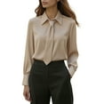 thumbnail image 1 of Enjoytime Shirts For Women Solid Color Collared Neck Long Sleeve Blouses Business Dressy Casual Work Tops, 1 of 3