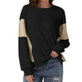 thumbnail image 1 of Enjoytime Shirts for Women Fashion Patchwork Crewneck Sweatshirts Casual Long Sleeve Blouses Trendy Fall Winter Clothing Black M, 1 of 6