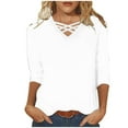 thumbnail image 1 of Enjoytime Shirts for Women Plus Size Trendy 2025 Fashion 3/4 Sleeve Basic Tee Tops Casual V Neck Blouses Women Fall Winter Clothing, 1 of 5