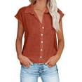 thumbnail image 1 of Enjoytime Short Sleeve Shirts for Women Solid Color Collared Button Down Blouse Summer Casual Loose Plus Size Tops for Women, 1 of 6