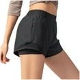 thumbnail image 1 of Enjoytime Shorts for Women Solid Color Elastic Waist Lightweight Summer Lounge Casual Plus Size Shorts with Pockets Black L, 1 of 5