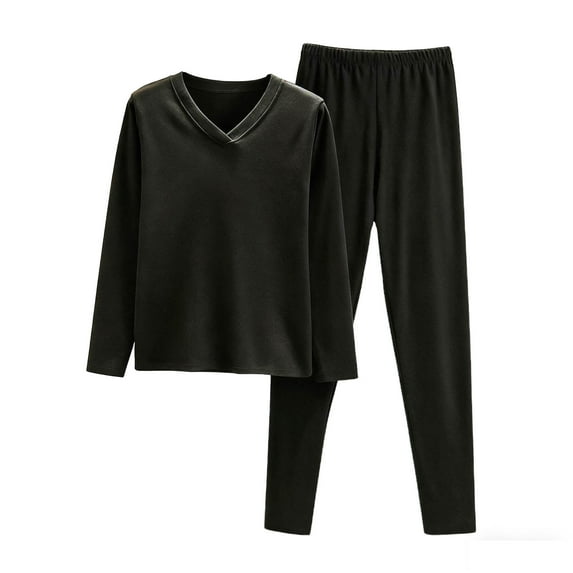 Enjoytime Soft Pajama Set for Women Solid Color Crew Neck Long Sleeve Tops with Pants 2 Piece Loungewear Plus Size Fashion Casual Sleepwear