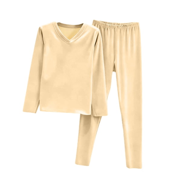 Enjoytime Soft Pajama Set for Women Solid Color Crew Neck Long Sleeve Tops with Pants 2 Piece Loungewear Plus Size Fashion Casual Sleepwear