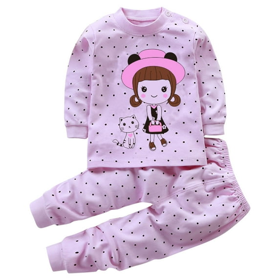 Enjoytime Spring Fall 3 Months-7 Years Newborn Baby Girl Pjs Clothes Cartoons Printed Long Sleeve Cute Toddler Baby Girls' Clothing