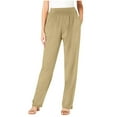 thumbnail image 1 of Enjoytime Stretchy Work Pants for Women Solid Color Elastic Waisted Lounge Trousers Casual Fall Winter Warm Plus Size Womens Pants Khaki XXL, 1 of 6