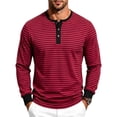 thumbnail image 1 of Enjoytime Striped Long Sleeve Shirts for Men Fall Stretch Button Lightweight Work Casual Workout T-Shirt, 1 of 8