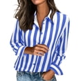 thumbnail image 1 of Enjoytime Striped Shirts for Women Collared Long Sleeve Button Down Blouses Fashion Loose Casual Work Tops, 1 of 6