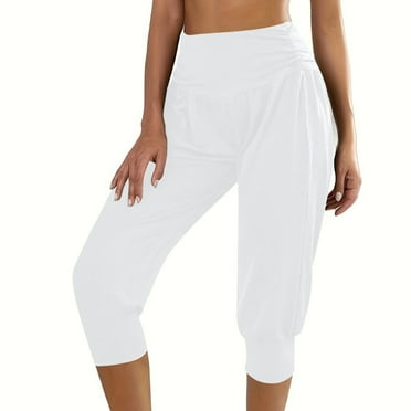 Summer Savings! Enjoytime Summer Capris Pants for Women Fashion Solid Casual Loose Comfy Jogger Yoga Stretch Crop Pants for Women