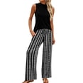 thumbnail image 1 of Enjoytime Summer Outfits for Women 2026 Sleeveless Tops with Print Wide Leg Pants 2 Piece Lounge Set Travel Casual Outfits, 1 of 6