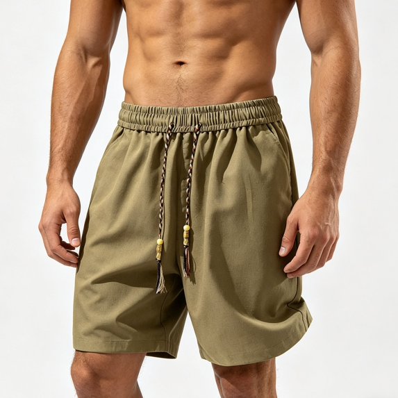 Enjoytime Summer Running Shorts for Men Solid Color Lightweight Drawstring Casual Workout Shorts with Pockets