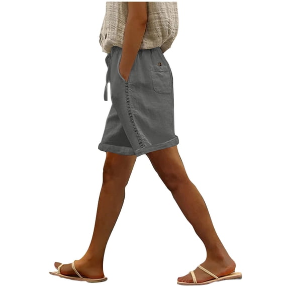 Enjoytime Summer Shorts for Women Beach Travel Vacation Drawstring Elastic Waist Casual Plus Size Shorts