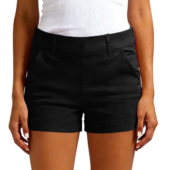 Enjoytime Summer Shorts for Women Casual Mid Rise Stretch Dressy Chino Plus Size Shorts with Pockets