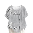 thumbnail image 1 of Enjoytime Summer Tops for Women Floral Print Round Neck Short Sleeve Blouse Hawaiian Beach Vacation Plus Size Shirt, 1 of 5