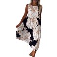 thumbnail image 1 of Enjoytime Summer Vacation Dresses for Women Plus Size Boho Floral Print Crewneck Sleeveless Summer Midi Dress Pleated Hawaiian Sundress, 1 of 5
