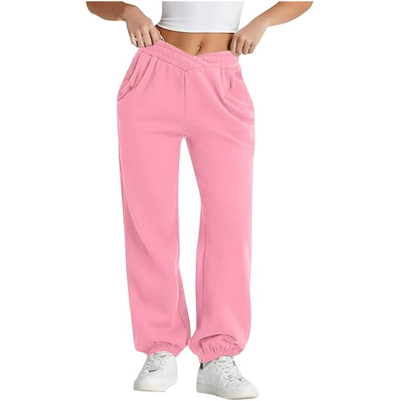 Enjoytime Sweat Pants for Womens Casual Elastic Waisted Joggers Pants with Pockets Athletic Workout Running Exercise Yoga Pants on Clearance