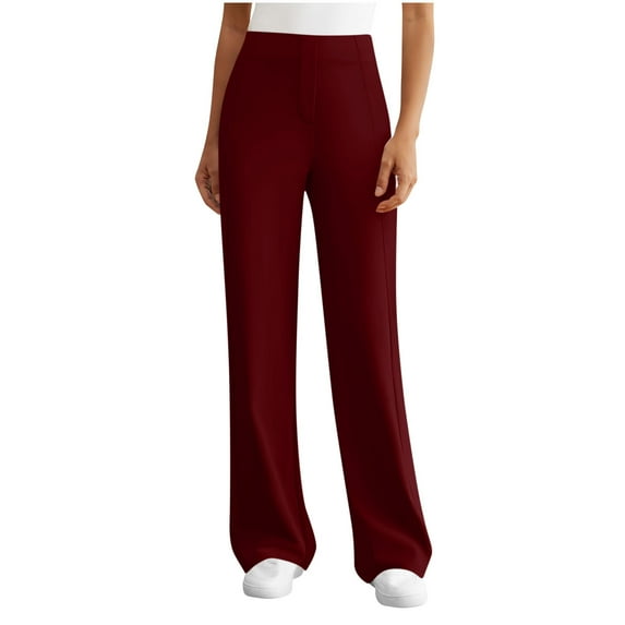 Enjoytime Sweat Pants for Womens Casual Solid Color Elastic Waist Trousers Drawstring Athletic Comfy Casual Womens Joggers with Pockets Wine L