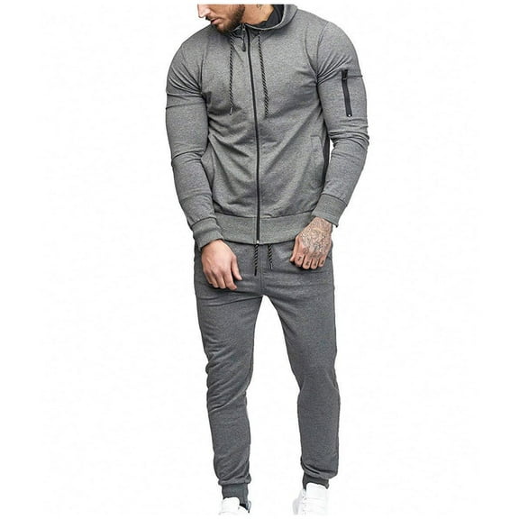 Enjoytime Sweat Suits Men Solid Color Long Sleeve Hoodies Jogging Pants Two Piece Set Casual Athletic Plus Size Outfits