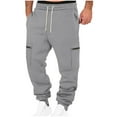 thumbnail image 1 of Enjoytime Sweatpants for Men Drawstring Elastic Waist Straight Leg Baggy Trousers Solid Color Hiking Outdoor Plus Size Pants with Zipper Pockets Gray XL, 1 of 5