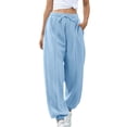 thumbnail image 1 of Enjoytime Sweatpants Women Baggy Solid Color High Waisted Workout Pants Casual Loose Athletic Joggers Light Blue XL, 1 of 7