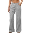 thumbnail image 1 of Enjoytime Sweatpants Women High Waist Drawstring Wide Leg Pants Solid Color Casual Workout Joggers with Pockets, 1 of 6