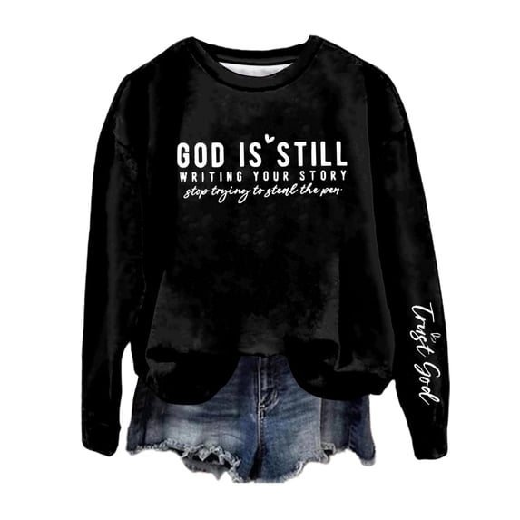 Enjoytime Sweatshirt for Women Casual Letter Printed Crewneck Long Sleeved Tops Loose Pullover Top Fall Clothes Shirts