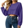 thumbnail image 1 of Enjoytime Sweatshirt for Women Casual Trendy Solid Long Sleeve Crop Top Fall Fashion Comfy Crew Neck Sweatshirts, 1 of 6