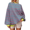 thumbnail image 1 of Enjoytime Sweatshirt for Women Fashion Striped Long Sleeve Pullover Tops Fall Wintert Casual Loose Crewneck Sweatshirts, 1 of 6
