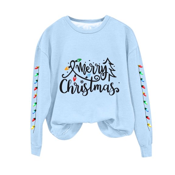 Enjoytime Sweatshirt for Women Merry Christmas Printed Long Sleeve Crewneck Sweatshirt Xmas Holiday Casual Pullover Tops