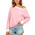 thumbnail image 1 of Enjoytime Sweatshirt for Women Patchwork Long Sleeve Off Shoulder Sweatshirt Fall Fashion Casual Pullover Tops, 1 of 8