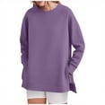 thumbnail image 1 of Enjoytime Sweatshirt for Women Solid Color Long Sleeve Crewneck Sweatshirts with Side Zipper Fall Winter Loose Casual Pullover Tops, 1 of 6