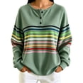 thumbnail image 1 of Enjoytime Sweatshirt for Women Striped Long Sleeve Half Button Pullover Tops Fall Fashion Casual Crew Neck Sweatshirts, 1 of 7