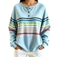 thumbnail image 1 of Enjoytime Sweatshirt for Women Striped Long Sleeve Half Button Pullover Tops Fall Fashion Casual Crew Neck Sweatshirts, 1 of 7