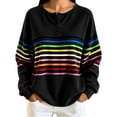 thumbnail image 1 of Enjoytime Sweatshirt for Women Striped Long Sleeve Half Button Pullover Tops Fall Fashion Casual Crew Neck Sweatshirts, 1 of 7