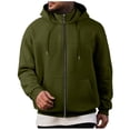 thumbnail image 1 of Enjoytime Sweatshirts for Men Solid Color Long Sleeve Zip Up Hoodie Lightweight Casual Loose Warm Pullover Tops Fall Winter Plus Size Clothes Army Green L, 1 of 7