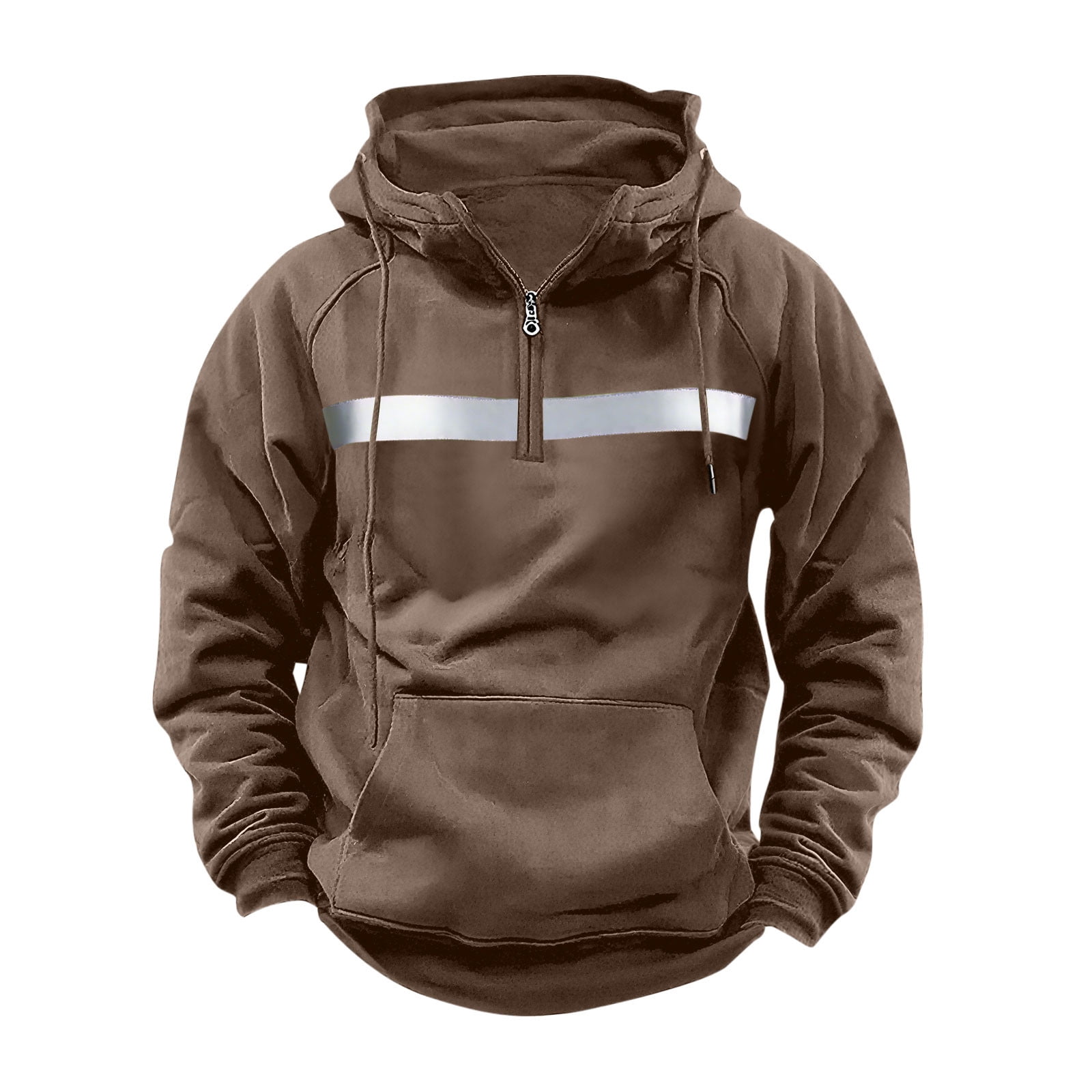 Enjoytime Pullover Hoodie Men Solid Color Long Sleeve Quarter Zip
