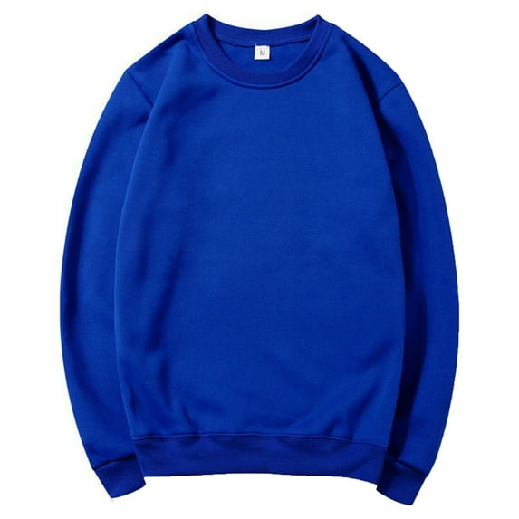 Enjoytime Sweatshirts for Men Solid Color Long Sleeve Casual Pullover Sweatshirt Loose Workout Athletic Plus Size Tops Blue L