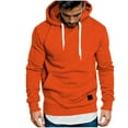 thumbnail image 1 of Enjoytime Sweatshirts for Men Solid Color Long Sleeve Drawstring Pullover Tops Casual Loose Fall Winter Oversized Hoodie with Pockets Orange XL, 1 of 5