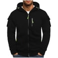 thumbnail image 1 of Enjoytime Sweatshirts for Men Solid Color Long Sleeve Full Zip Up Hoodie Casual Workout Loose Oversized Hoodies with Pockets Black XXXL, 1 of 5