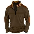 thumbnail image 1 of Enjoytime Sweatshirts for Men Solid Color Long Sleeve Half Zip Up Tops Active Workout Oversized Sweatshirt Casual Warm Fall Clothes Brown L, 1 of 6