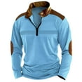 thumbnail image 1 of Enjoytime Sweatshirts for Men Solid Color Long Sleeve Half Zip Up Tops Active Workout Oversized Sweatshirt Casual Warm Fall Clothes Sky Blue XXL, 1 of 6