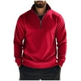 thumbnail image 1 of Enjoytime Sweatshirts for Men Solid Color Long Sleeve Quarter Zip Pullover Tops Thick Casual Loose Soft Oversized Sweatshirt Red XXL, 1 of 8