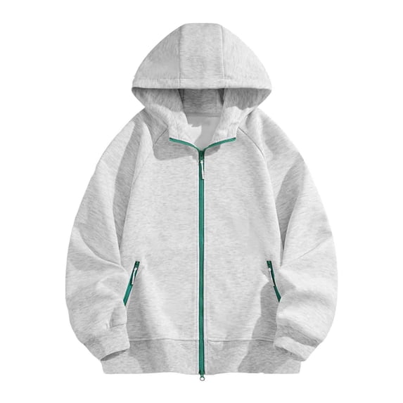 Enjoytime Sweatshirts for Men Solid Color Long Sleeve Zip Up Hoodie Fall Winter Casual Workout Unisex Tops Gray M
