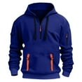thumbnail image 1 of Enjoytime Sweatshirts for Men Solid Color Long Sleeve Zip Up Jacket Casual Loose Pullover Tops Fall Winter Warm Oversized Hoodies Blue S, 1 of 5