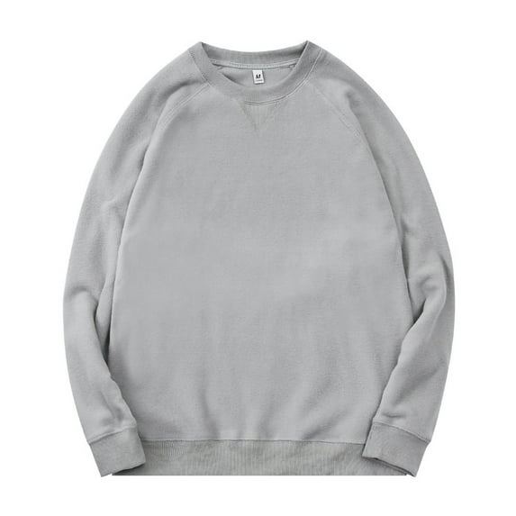 Enjoytime Sweatshirts for Men Solid Color Loose Casual Pullover Tops Fashion Long Sleeve Fall Winter Crewneck Sweatshirt Gray XL