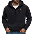 thumbnail image 1 of Enjoytime Sweatshirts for Men Solid Color Quarter Zip Pullover Hoodies Fashion Casual Long Sleeve Warm Fall Winter Oversized Hoodie Black XL, 1 of 7